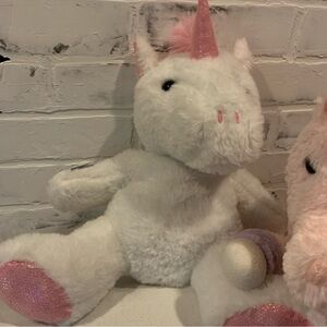 4 SUPER SOFT Plush Unicorn Set - Pink, White, and Rainbow Nursery Girls Party